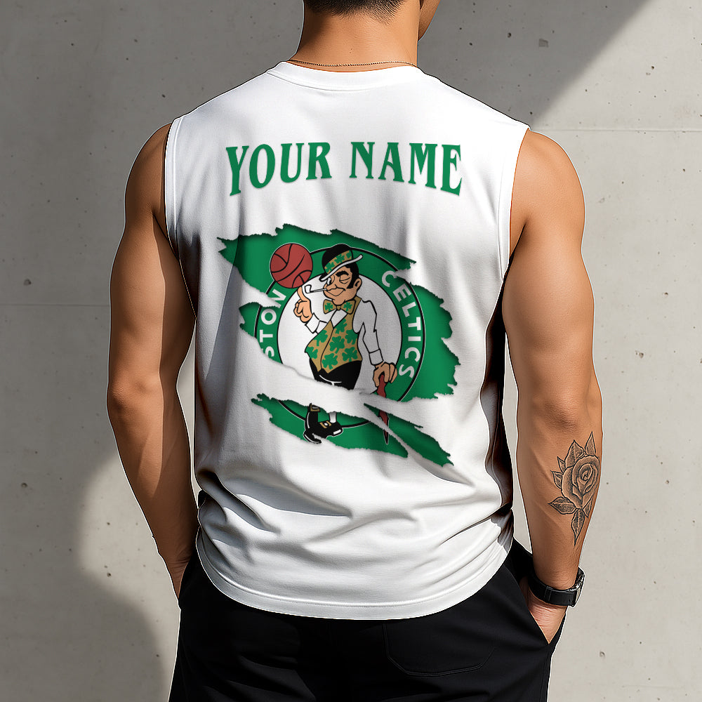 Limited Edition – Customized NBA Boston Celtics Tanktop & Gym Shirt - Image 2