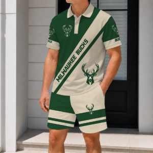 Limited Edition – Customized NBA Milwaukee Bucks Polo Shirt & Short Pants Set