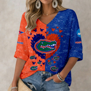 Limited Edition – Customized NCAA Florida Gators Women’s Heart V-Neck Long Sleeve Shirt