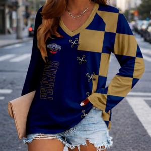 Limited Edition – Customized NBA New Orleans Pelicans Women’s V-Neck Long Sleeved Shirt