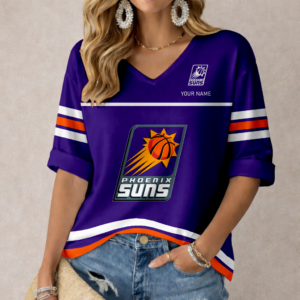 Limited Edition – Customized NBA Phoenix Suns Women’s Heart V-Neck Long Sleeve Shirt