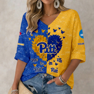 Limited Edition – Customized NCAA Pittsburgh Panthers Women’s Heart V-Neck Long Sleeve Shirt