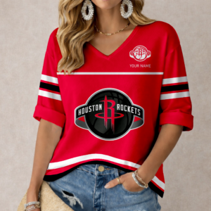 Limited Edition – Customized NBA Houston Rockets Women’s Heart V-Neck Long Sleeve Shirt