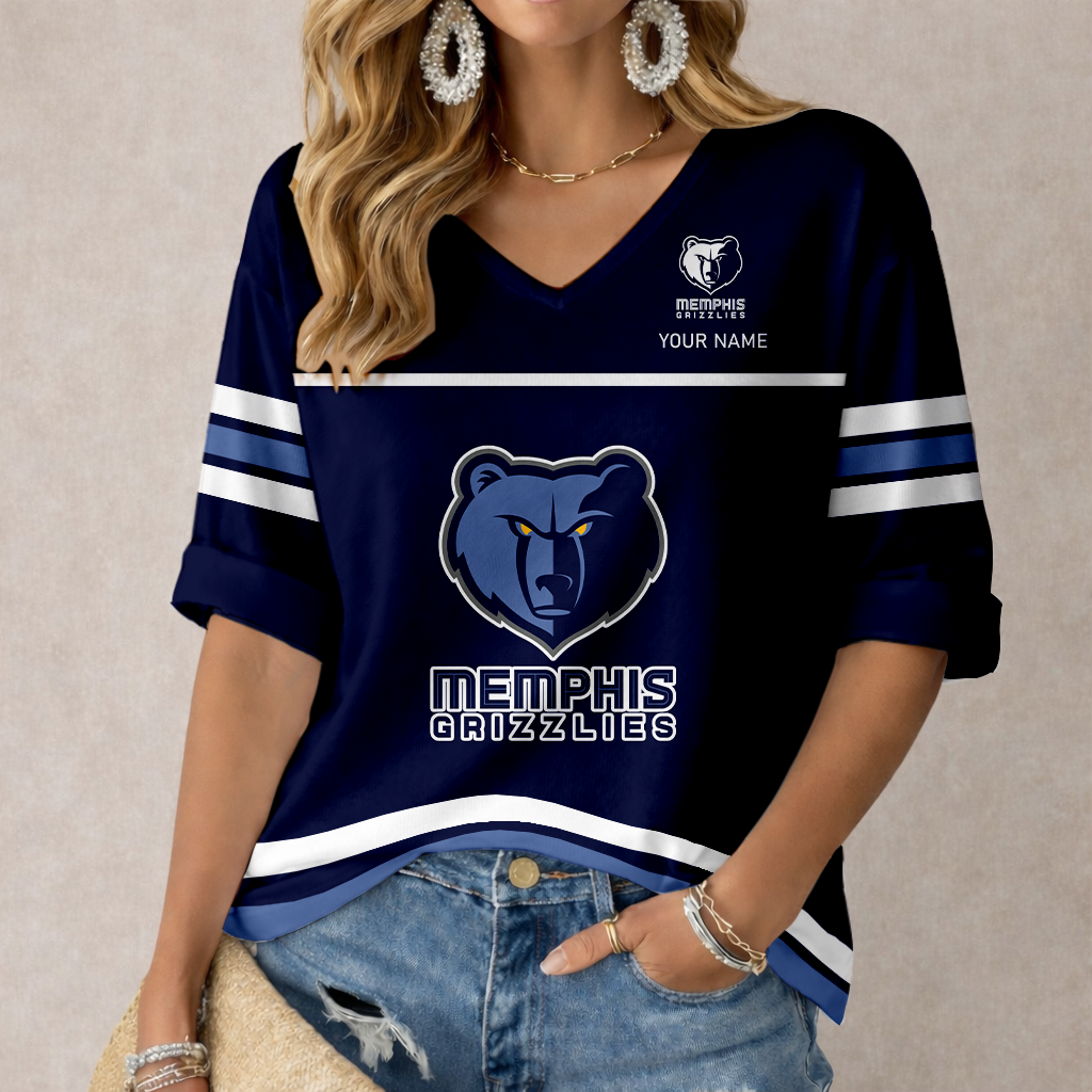 Limited Edition – Customized NBA Memphis Grizzlies Women’s Heart V-Neck Long Sleeve Shirt