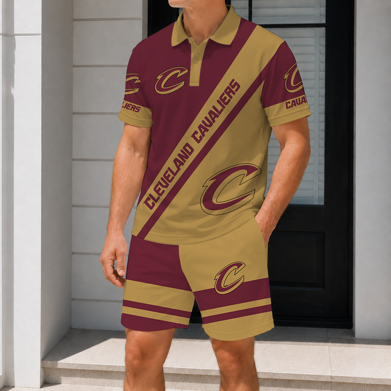 Limited Edition – Customized NBA Cleveland Cavaliers Polo Shirt & Short Pants Set