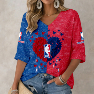 Limited Edition – Customized NBA National Basketball Association Women’s Heart V-Neck Long Sleeve Shirt