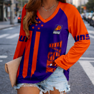 Limited Edition – Customized NBA Phoenix Suns Women’s V-Neck Long Sleeved Shirt