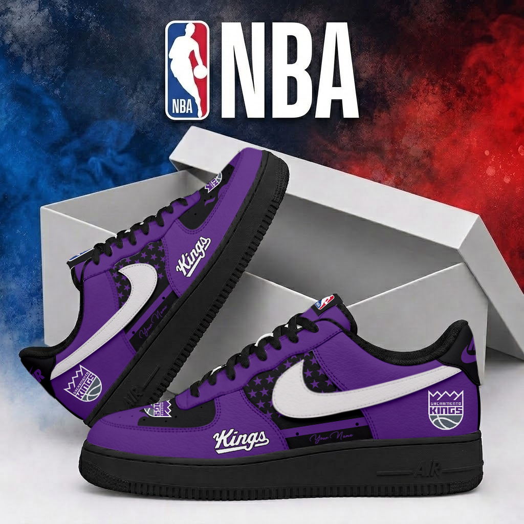 Limited Edition – Customized NBA Sacramento Kings Air Force 1 Shoes - Image 2