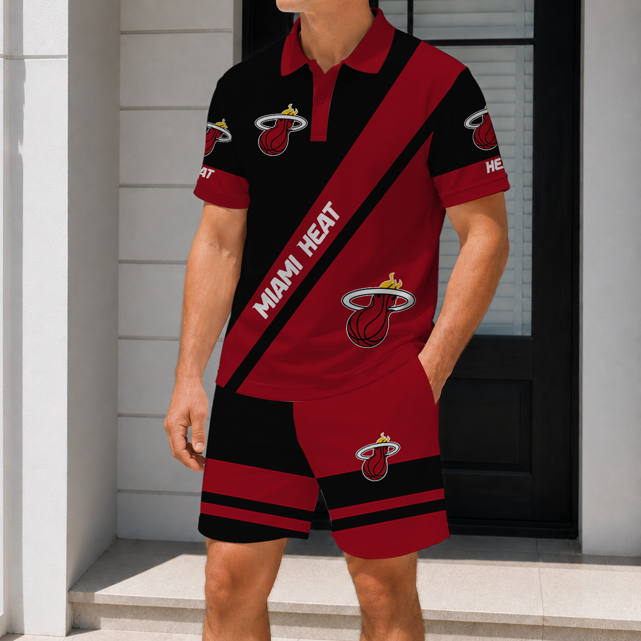 Limited Edition – Customized NBA MiaMiami Heat Polo Shirt & Short Pants Set