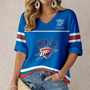 Limited Edition – Customized NBA Oklahoma City Thunder Women’s Heart V-Neck Long Sleeve Shirt