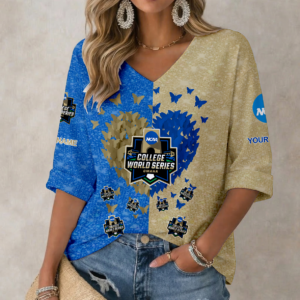 Limited Edition – Customized NCAA ege World Series Women’S Heart V-Neck Long Sleeve Shirt
