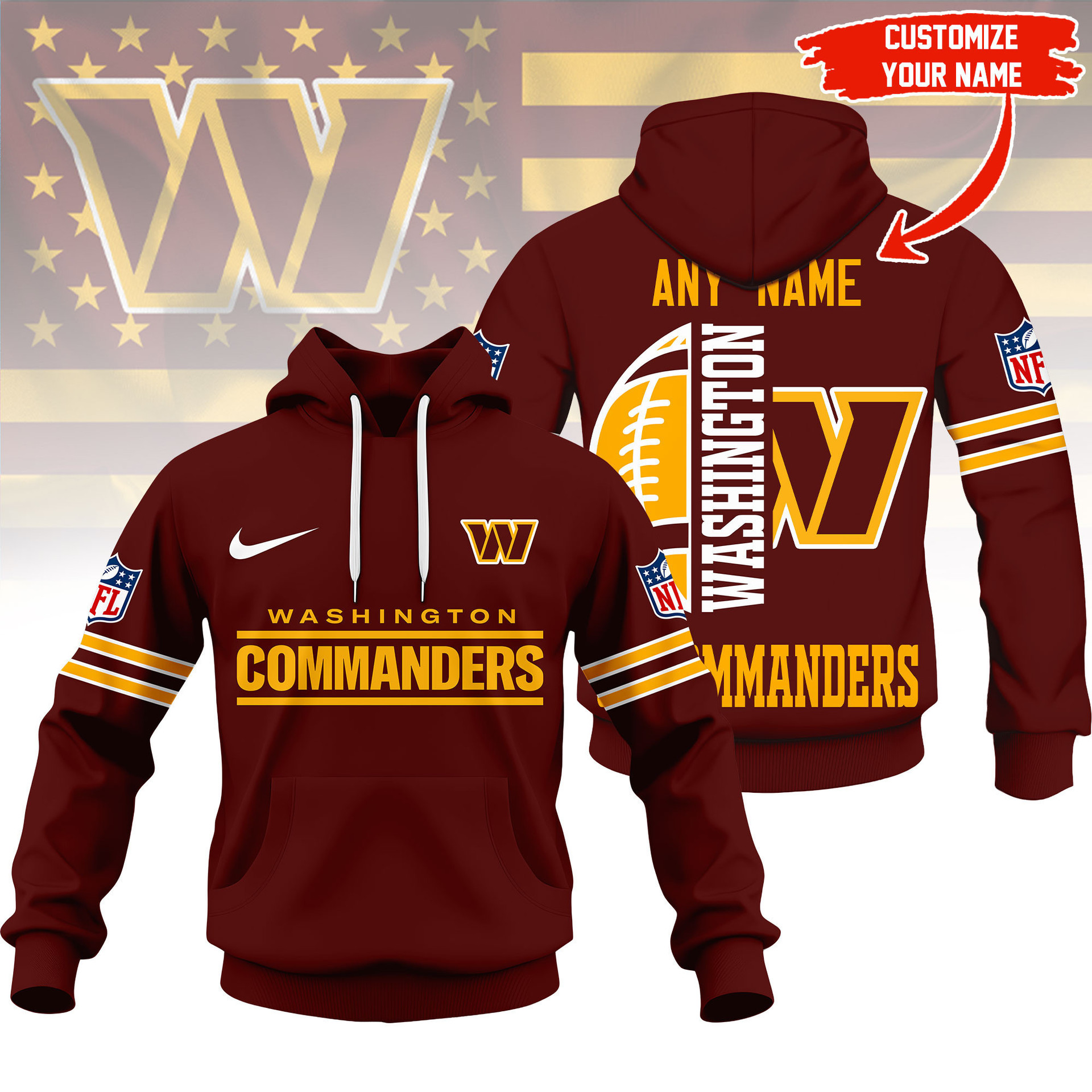 Limited Edition – Customized NFL Washington Commanders Hoodie, Zip Hoodie