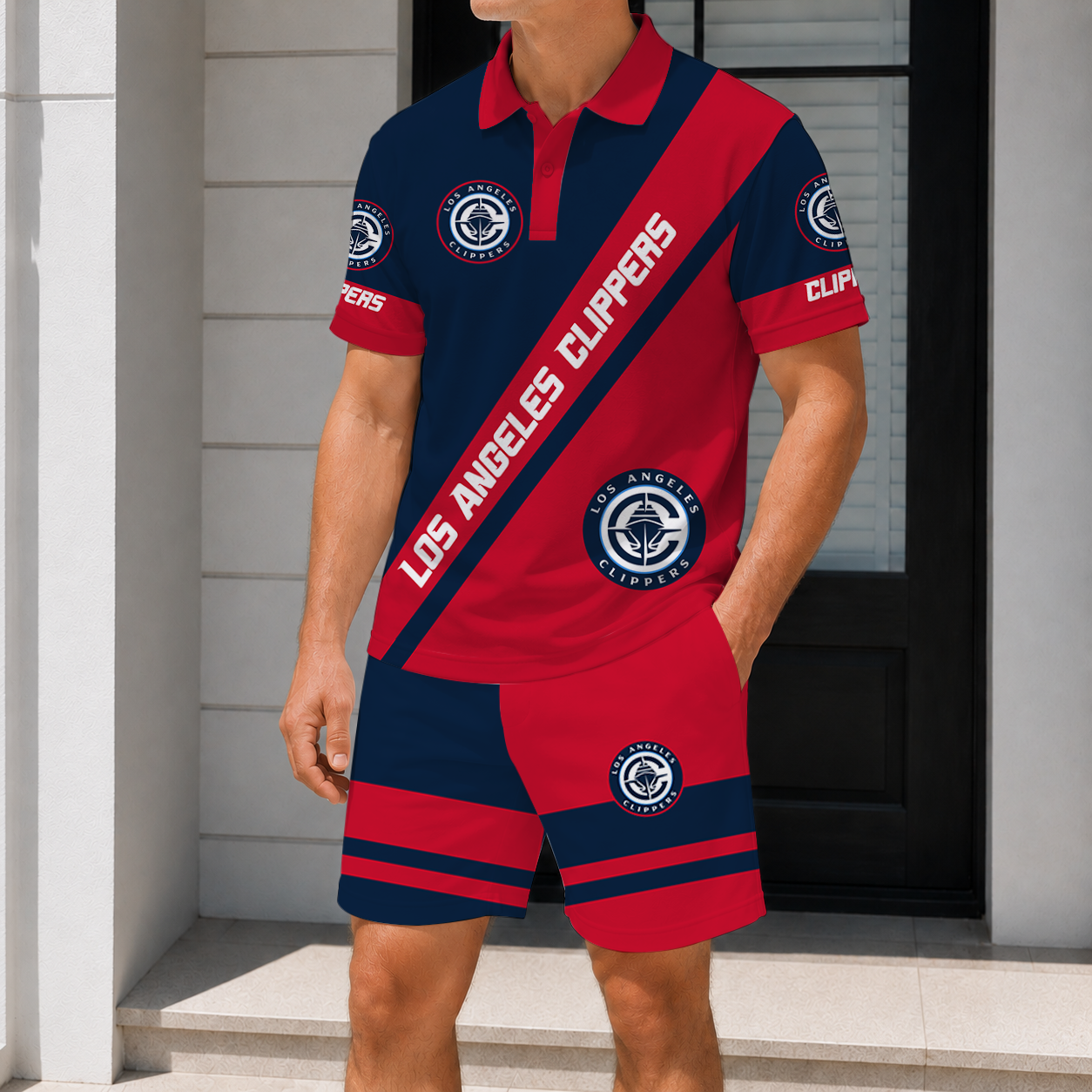 Limited Edition – Customized NBA Los Angeles Clippers Polo Shirt & Short Pants Set