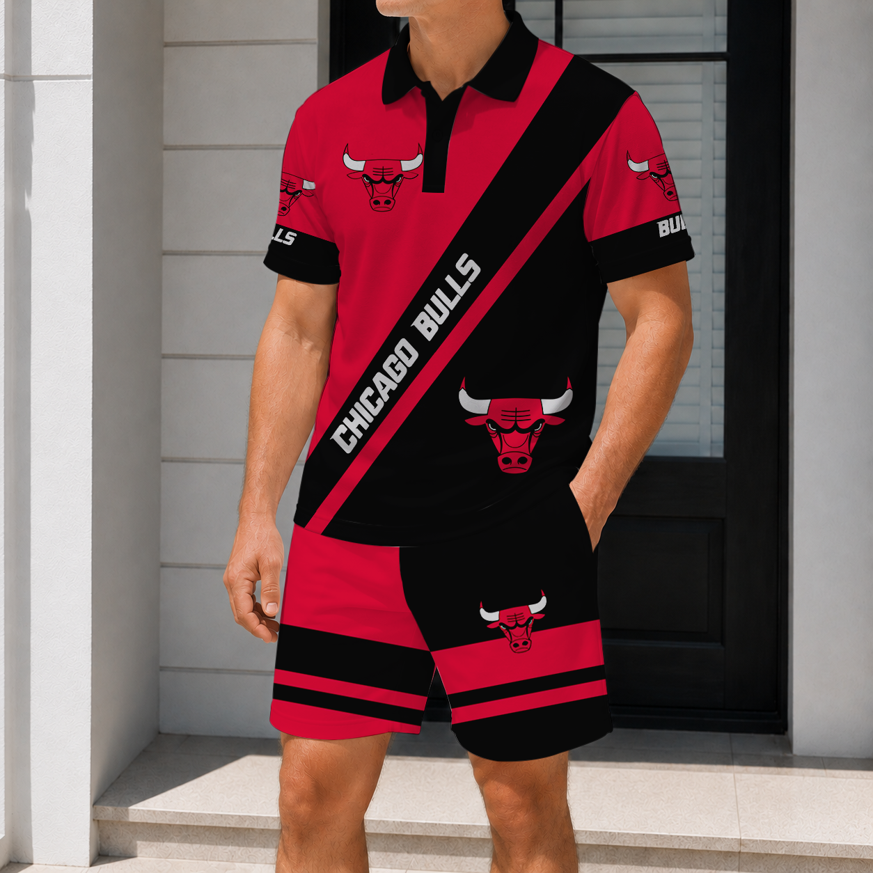 Limited Edition – Customized NBA Chicago Bulls Polo Shirt & Short Pants Set