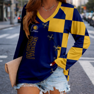 Limited Edition – Customized NBA Indiana Pacers Women’s V-Neck Long Sleeved Shirt