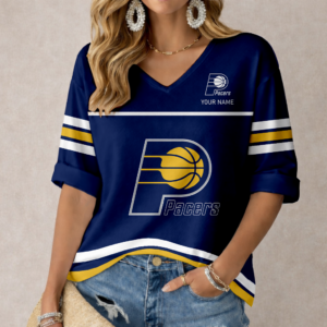 Limited Edition – Customized NBA Indiana Pacers Women’s Heart V-Neck Long Sleeve Shirt
