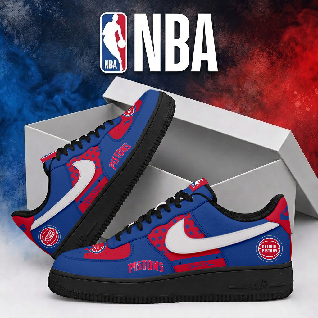 Limited Edition – Customized NBA Detroit Pistons Air Force 1 Shoes - Image 2