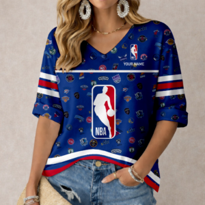 Limited Edition – Customized NBA All Teams Women’s Heart V-Neck Long Sleeve Shirt