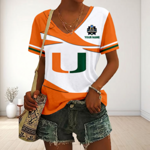 Limited Edition – Customized NCAA Miami Hurricanes V-Neck Female Shirt