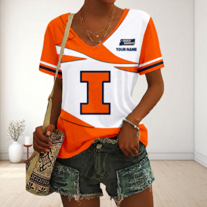 Limited Edition – Customized NCAA Illinois Fighting Illini V-Neck Female Shirt