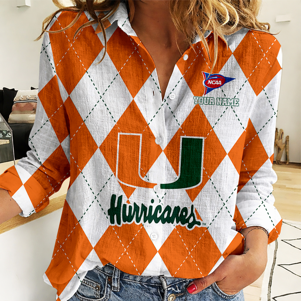 Limited Edition – Customized NCAA Miami Hurricanes Women Casual Shirt For Fan