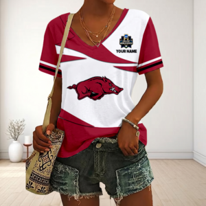 Limited Edition – Customized NCAA Arkansas Razorbacks V-Neck Female Shirt