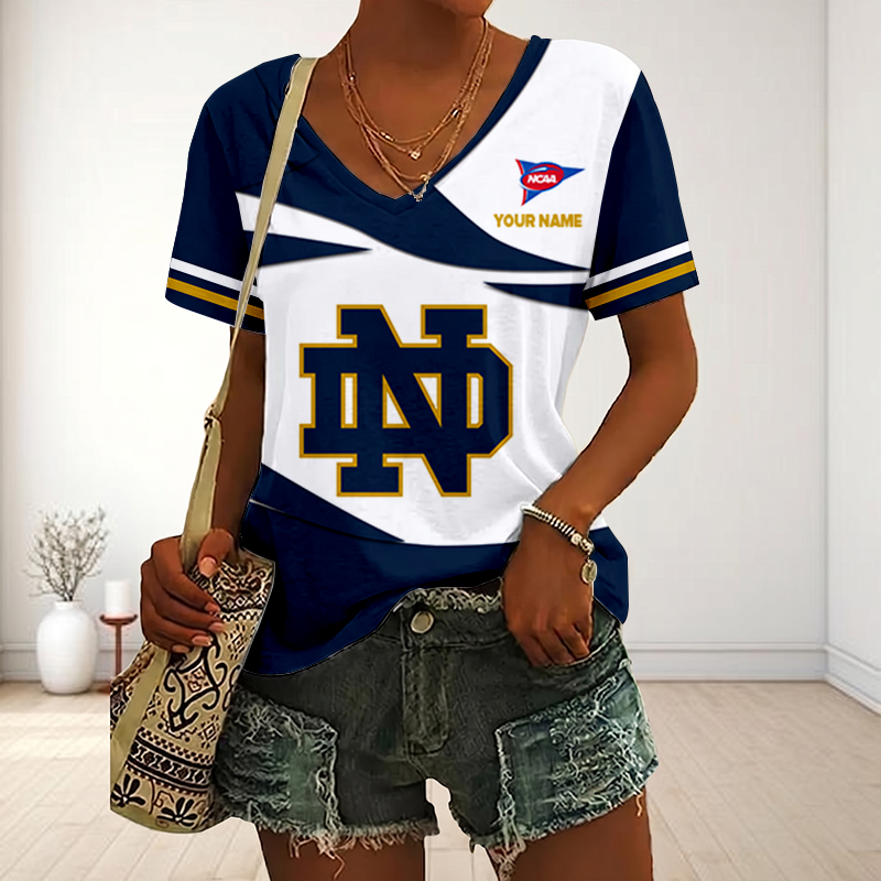 Limited Edition – Customized NCAA Notre Dame Fighting Irish V-Neck Female Shirt