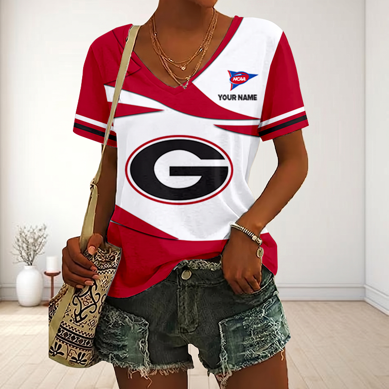 Limited Edition – Customized NCAA Georgia Bulldogs V-Neck Female Shirt