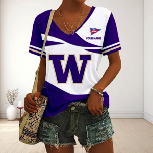 Limited Edition – Customized NCAA Washington Huskies V-Neck Female Shirt