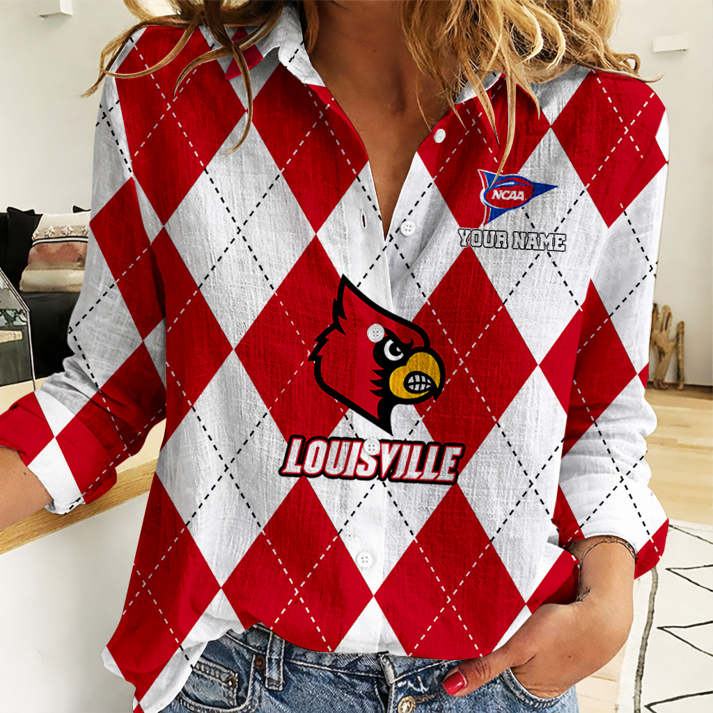 Limited Edition – Customized NCAA Louisville Cardinals Women Casual Shirt For Fan