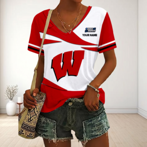 Limited Edition – Customized NCAA Wisconsin Badgers V-Neck Female Shirt