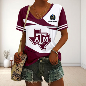 Limited Edition – Customized NCAA Texas A&M Aggies V-Neck Female Shirt