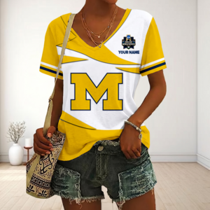 Limited Edition – Customized NCAA Michigan Wolverines V-Neck Female Shirt