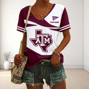 Limited Edition – Customized NCAA Texas A&M Aggies V-Neck Female Shirt