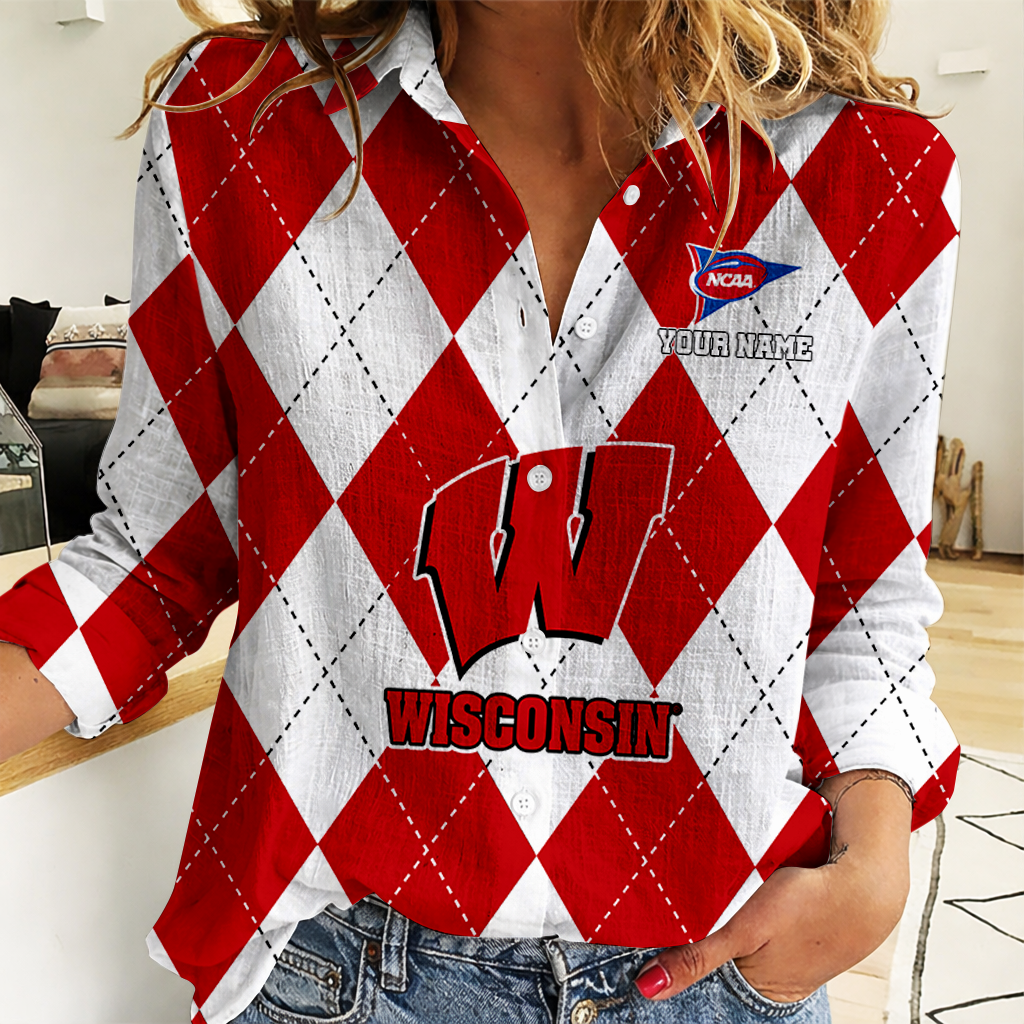 Limited Edition – Customized NCAA Wisconsin Badgers Women Casual Shirt For Fan