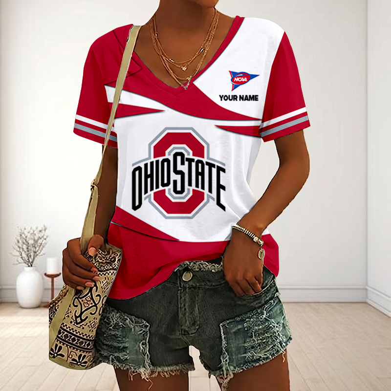 Limited Edition – Customized NCAA Ohio State Buckeyes V-Neck Female Shirt