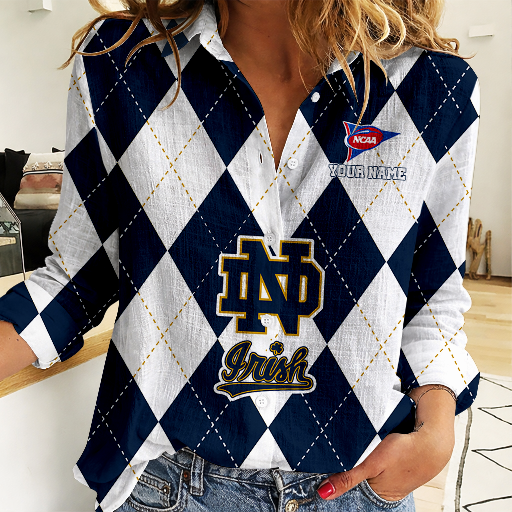 Limited Edition – Customized NCAA Notre Dame Fighting Irish Women Casual Shirt For Fan