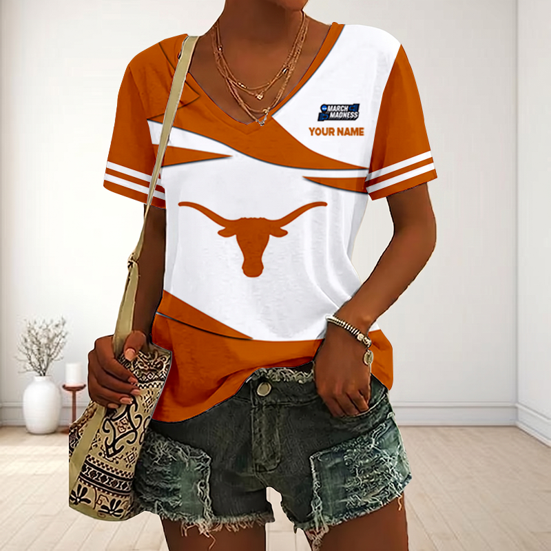 Limited Edition – Customized NCAA Texas Longhorns V-Neck Female Shirt