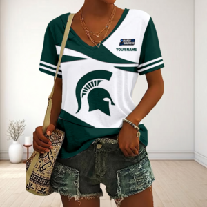Limited Edition – Customized NCAA Michigan State Spartans V-Neck Female Shirt