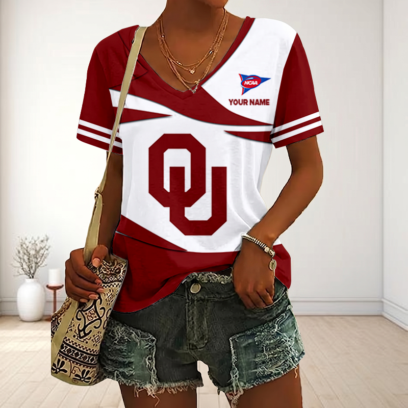 Limited Edition – Customized NCAA Oklahoma Sooners V-Neck Female Shirt