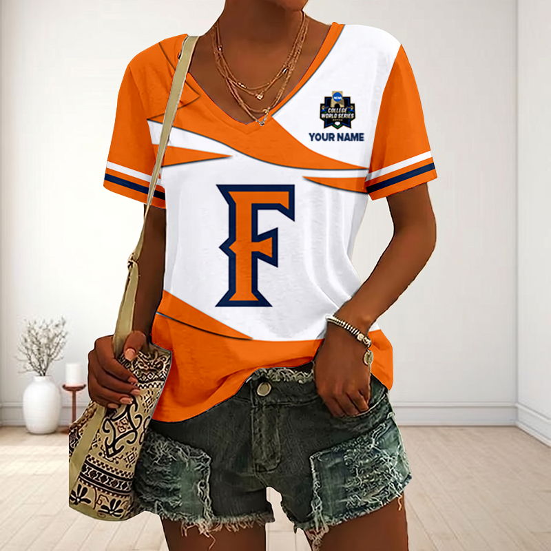 Limited Edition – Customized NCAA Cal State Fullerton Titans V-Neck Female Shirt