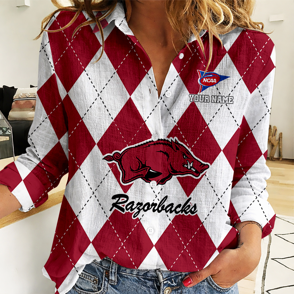 Limited Edition – Customized NCAA Arkansas Razorbacks Women Casual Shirt For Fan