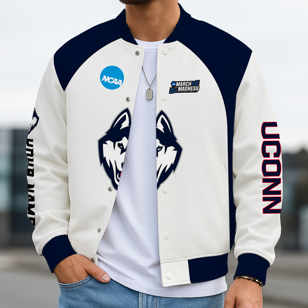 Limited Edition – Customized NCAA UConn Huskies Baseball Jacket, Varsity Jacket
