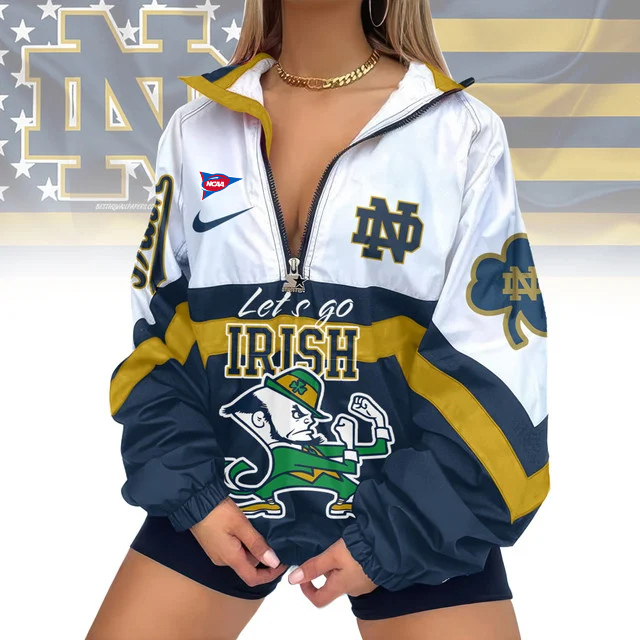 Limited Edition – Customized NCAA Notre Dame Fighting Irish V-Neck Zipper Sweatshirt Jacket