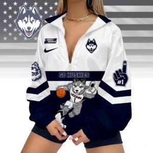 Limited Edition – Customized NCAA UConn Huskies V-Neck Zipper Sweatshirt Jacket