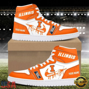 Limited Edition – Customized NCAA Illinois Fighting Illini Air Jordan 1 Shoes