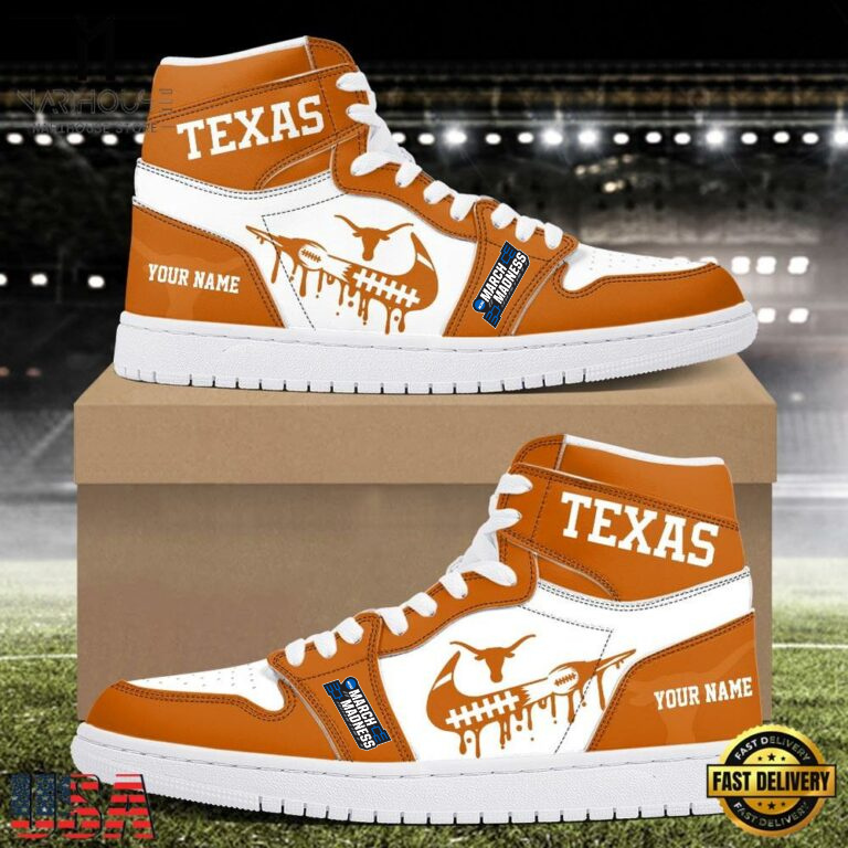 Limited Edition – Customized NCAA Texas Longhorns Air Jordan 1 Shoes