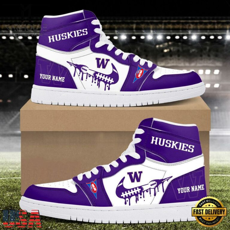 Limited Edition – Customized NCAA Washington Huskies Air Jordan 1 Shoes