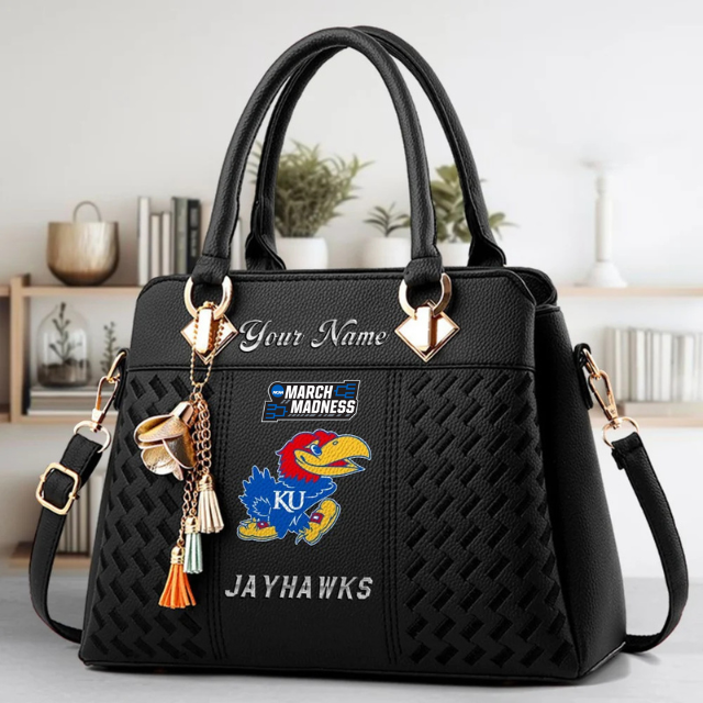 Limited Edition – Customized NCAA Kansas Jayhawks Zip Handbag Multicolor