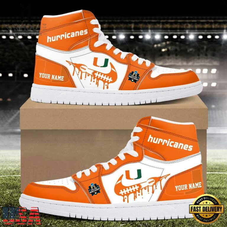 Limited Edition – Customized NCAA College World Series Miamiami Hurricanes Air Jordan 1 Shoes